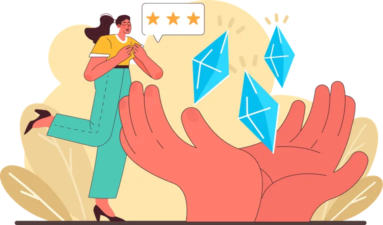 Girl giving three stars  Illustration