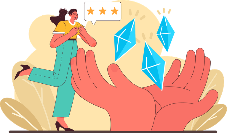 Girl giving three stars  Illustration