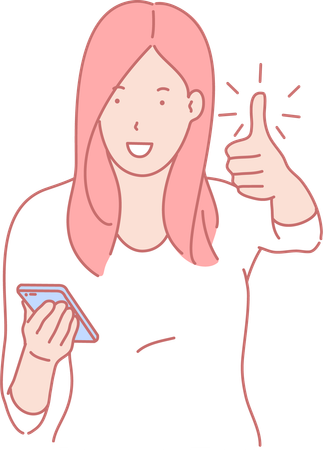 Girl giving thumbs up approval  Illustration