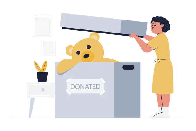 Girl giving toy in donation  Illustration