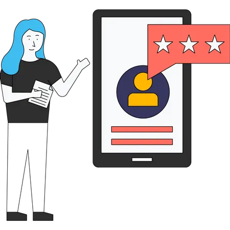 Girl giving user feedback  Illustration