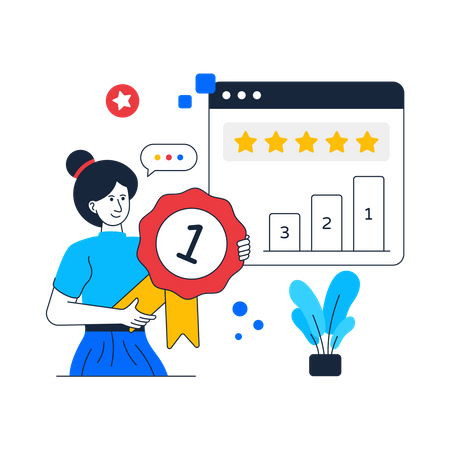 Girl giving Website Ranking  Illustration