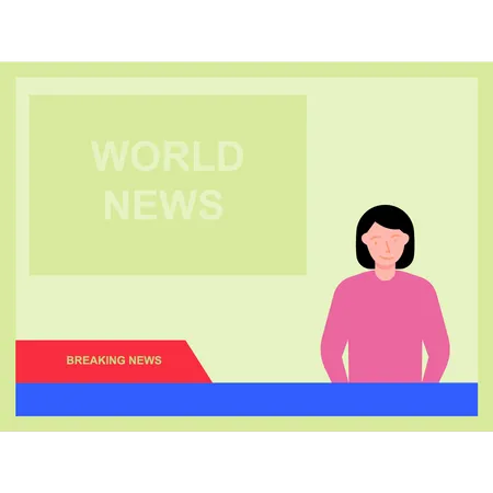 Girl giving world breaking news  Illustration