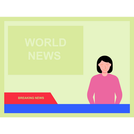 Girl giving world breaking news  Illustration