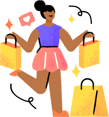 Girl go shopping to satisfy her desire to shop Illustration