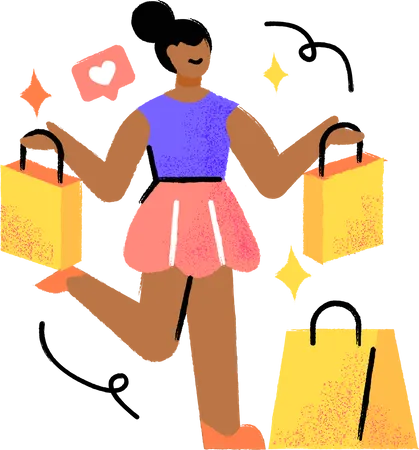 Girl go shopping to satisfy her desire to shop Illustration