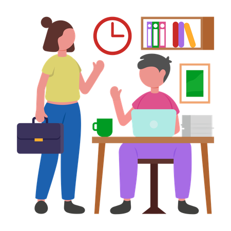 Girl going Back to Work  Illustration