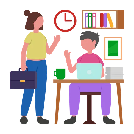 Girl going Back to Work  Illustration