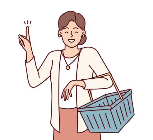 Girl going for shopping with empty basket  Illustration