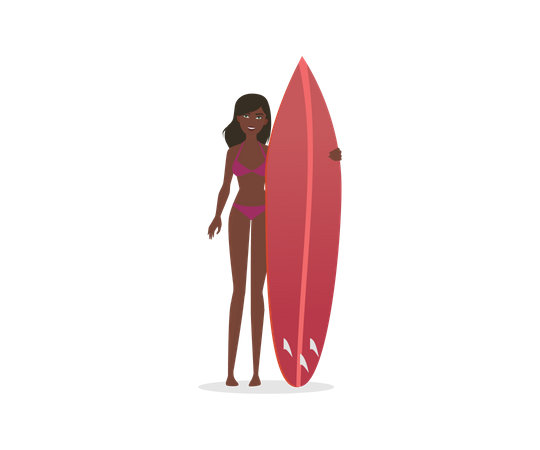 Girl going for surfing  Illustration