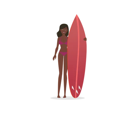 Girl going for surfing  Illustration