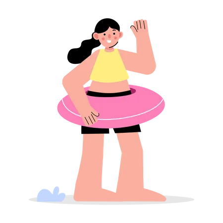 Girl going for swimming  Illustration