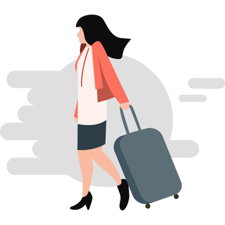Girl going for trip with tour bag  Illustration