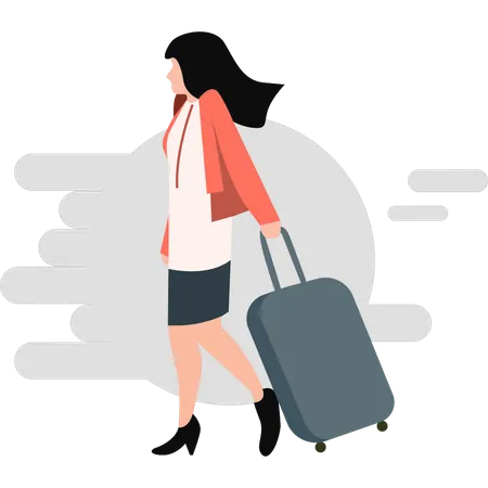 Girl going for trip with tour bag  Illustration