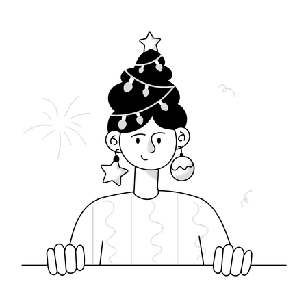 Girl going in Christmas party  Illustration