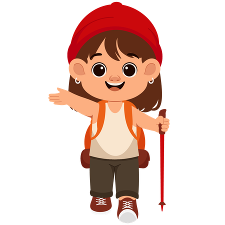 Girl going on a hiking adventure  Illustration