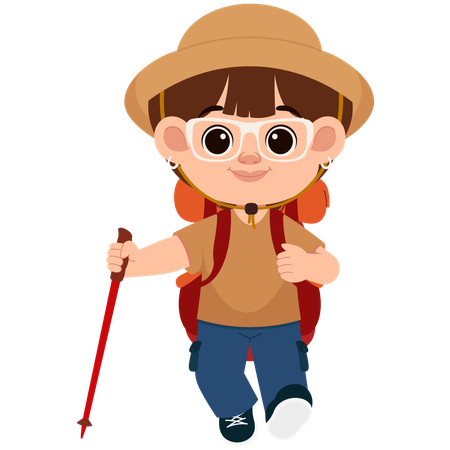 Girl going on a hiking adventure  Illustration