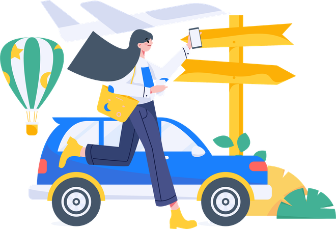 Girl going on trip  Illustration