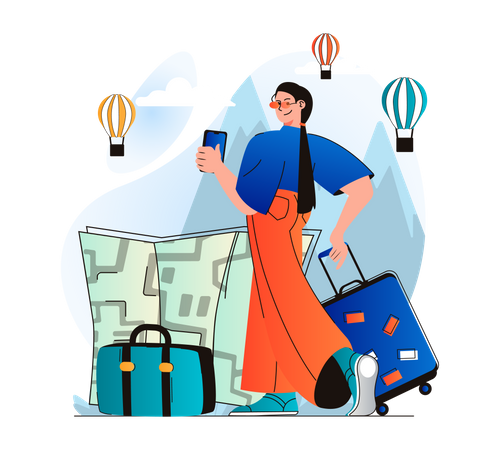 Girl going on trip  Illustration