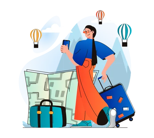 Girl going on trip  Illustration