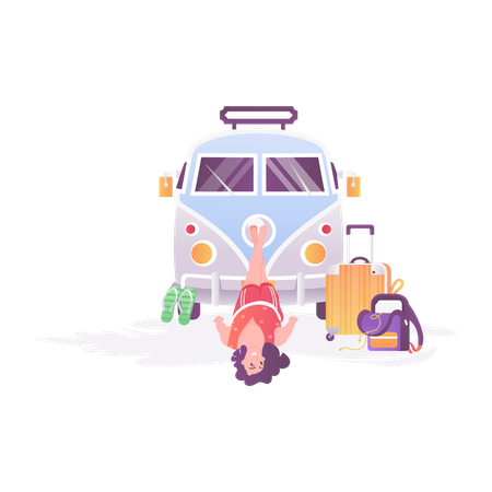 Girl going on vacation  Illustration