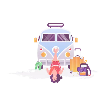 Girl going on vacation  Illustration