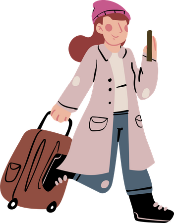Girl going on vacation trip  Illustration