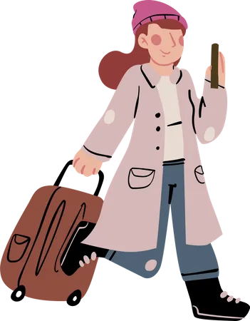 Girl going on vacation trip  Illustration