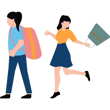Girl going school  Illustration