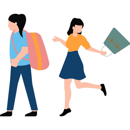 Girl going school  Illustration