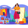 woman visiting boutique illustrations
