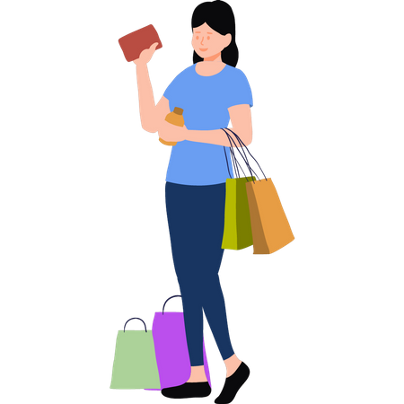 Girl going shopping  Illustration