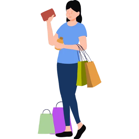 Girl going shopping  Illustration