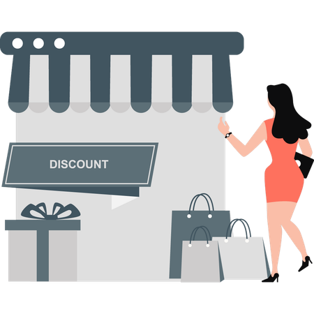 Girl going shopping on discount  Illustration