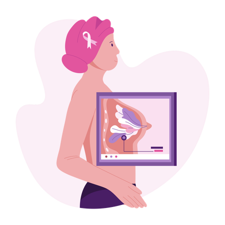 Girl going through Breast Cancer Diagnosis  Illustration