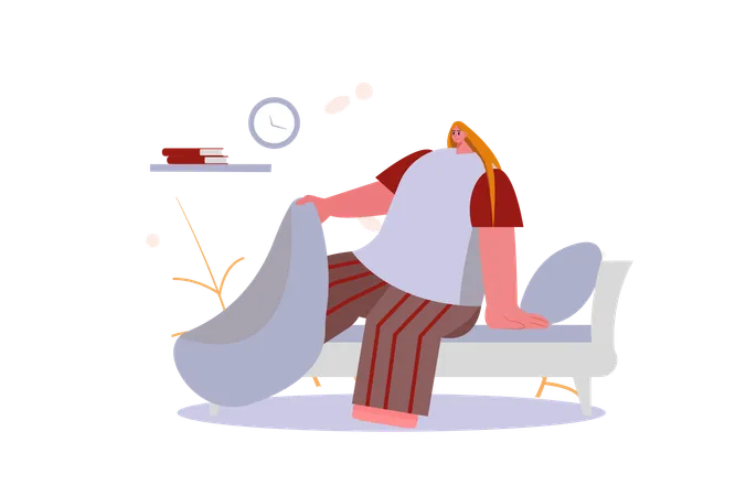 Girl going to bed  Illustration