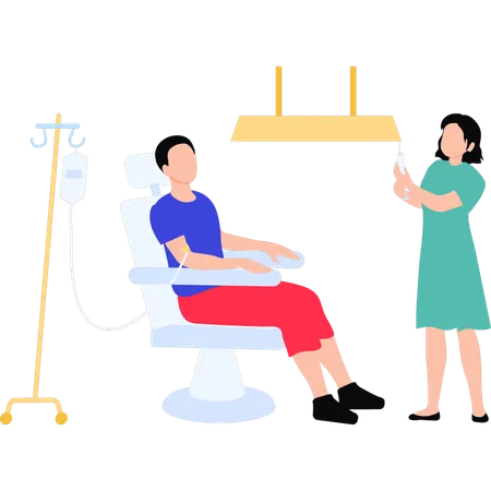 The Girl Is Going To Put Medicine In The Patients Drip Illustration