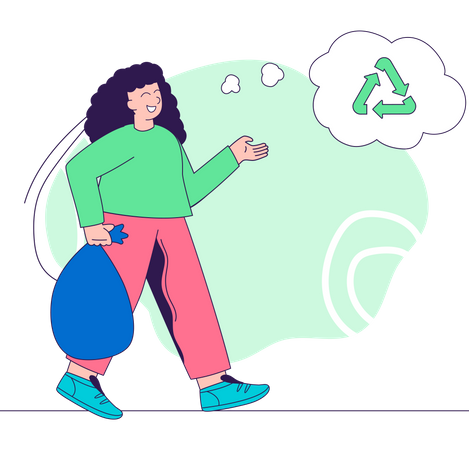 Girl going to recycle waste Illustration