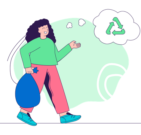 Girl going to recycle waste  Illustration