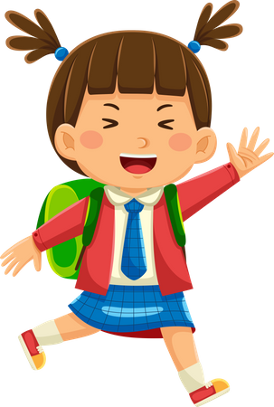 Girl Going To School  Illustration