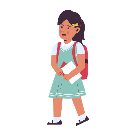 Girl going to school  Illustration