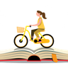 illustration student riding bicycle