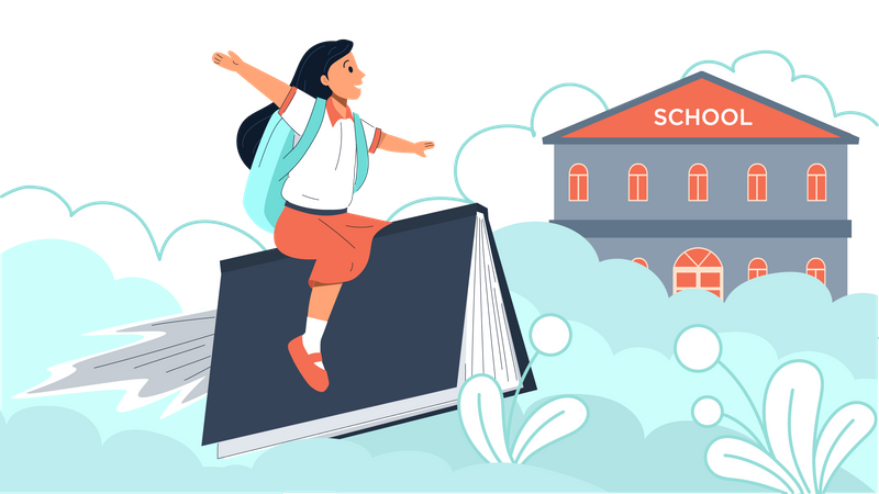 Girl Going to school  Illustration