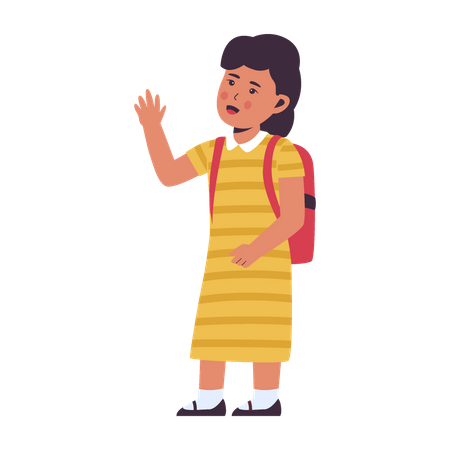 Girl going to school  Illustration