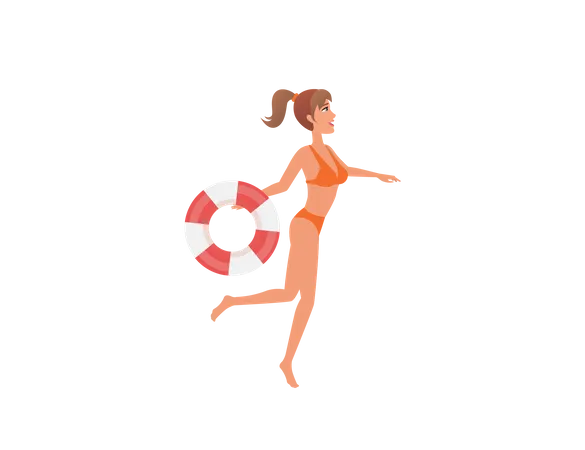Girl going to swimming  Illustration