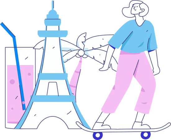 Girl going to tourist place  Illustration