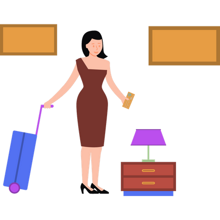 Girl going to travel with suitcase  Illustration