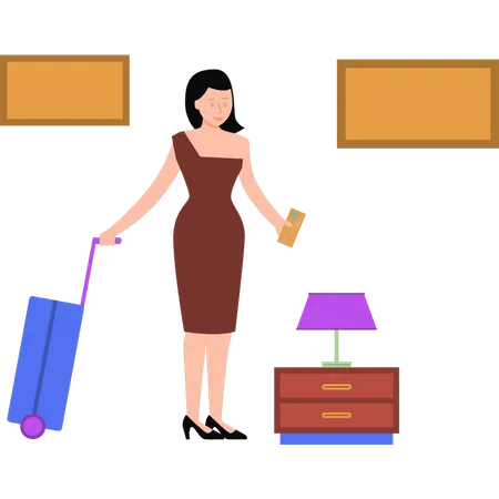 The Girl Is Going To Travel With A Suitcase Illustration