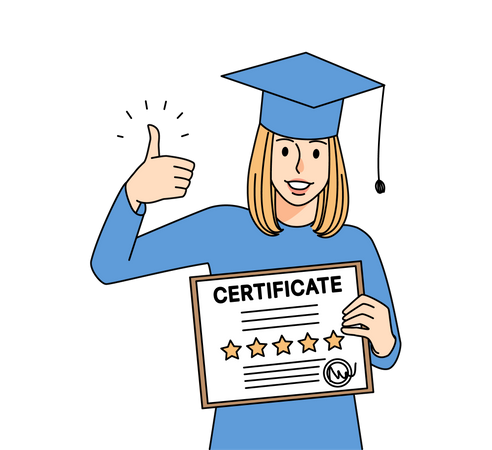 Girl got graduation certificate  Illustration