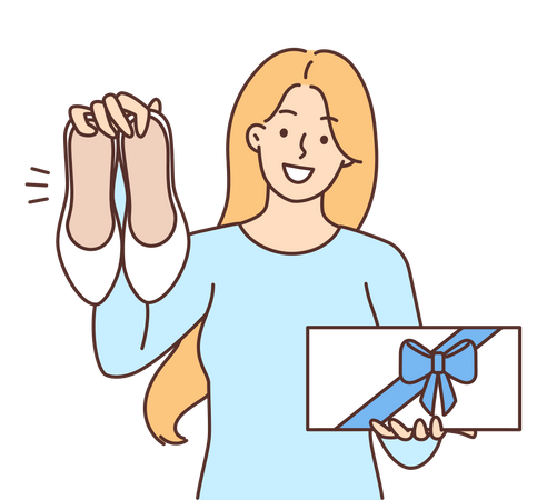 Girl got shoes in gift  Illustration